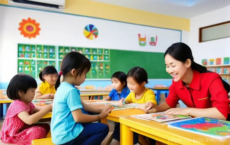 유아교육지도사 자격증 시험과 보육교사 시험 비교 - Prompt 1: Joyful Vietnamese Kindergarten Classroom** 유아교육지도사 자격증 시험과 보육교사 시험 비교 - Prompt 1: Joyful Vietnamese Kindergarten Classroom**