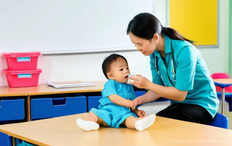 유아교육지도사로서 근무 중 발생하는 긴급 상황 대처 - **Prompt 1: Proactive Classroom Safety Inspection**
    "A dedicated Vietnamese female preschool tea...