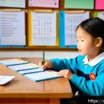 Home 23 유아교육지도사 필기시험 대비 효과적인 학습법 - A detailed illustration of a Vietnamese early childhood education student studying with spaced repet...